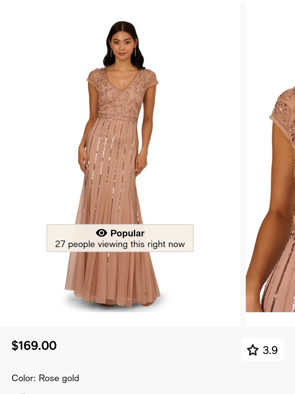 Embellished Rose Gold Evening Gown